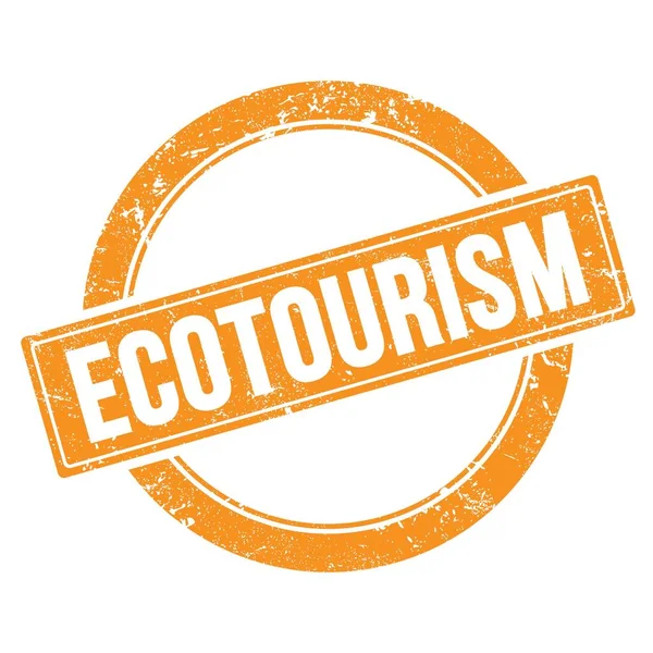 Ecotourism Szöveg Narancssárga Grungy Kerek Vintage Bélyegző — Stock Fotó