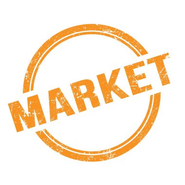 Turuncu grungy vintage yuvarlak damga üzerine yazılmış MARKET metni.