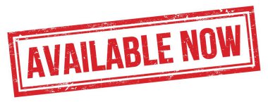 AVAILABLE Şimdi kırmızı grungy vintage dikdörtgen damgası üzerinde metin.