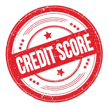 Kırmızı yuvarlak grungy desen damgası üzerine CREDIT skor metni.
