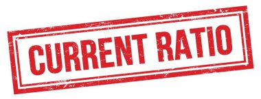 Kırmızı grungy vintage dikdörtgen damgası üzerinde CURRENT RATIO metni.