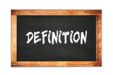 DEFINITION siyah ahşap çerçeve okul tahtasına yazılmış metin.