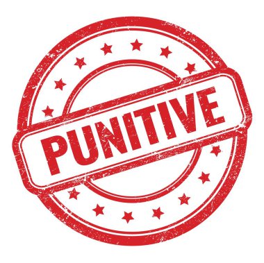 Kırmızı grungy yuvarlak damga üzerine yazılmış PUNITIVE kelime.