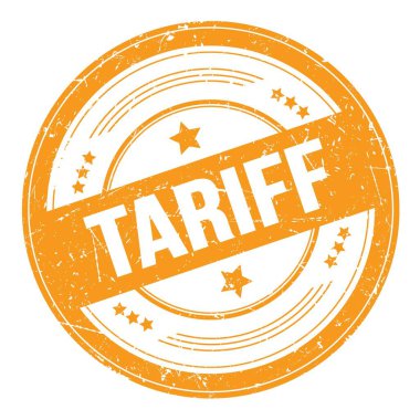 Turuncu yuvarlak grungy doku damgası üzerine TARIFF metni.