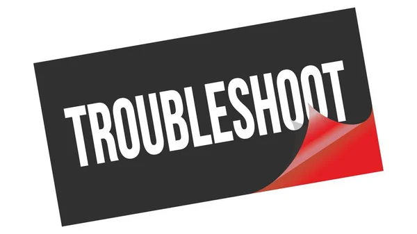 Troubleshoot Szöveget Írt Fekete Piros Matrica Bélyegző — Stock Fotó