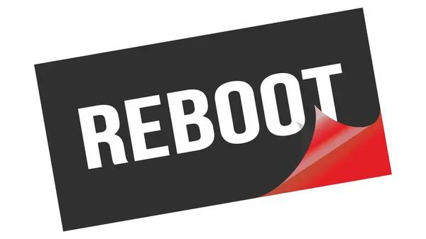 Reboot Szöveg Fekete Piros Matricás Bélyegzővel — Stock Fotó