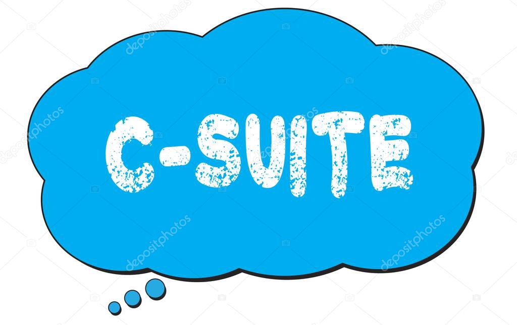 C-SUITE text written on a blue thought cloud bubble.