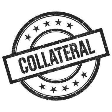 Siyah yuvarlak vintage kauçuk damga üzerine yazılmış COLLATERAL metin.