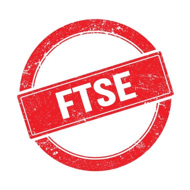 Kırmızı grungy yuvarlak vintage pul üzerinde FTSE metin.
