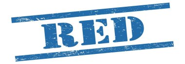 Mavi grungy vintage kauçuk damga üzerine kırmızı metin.