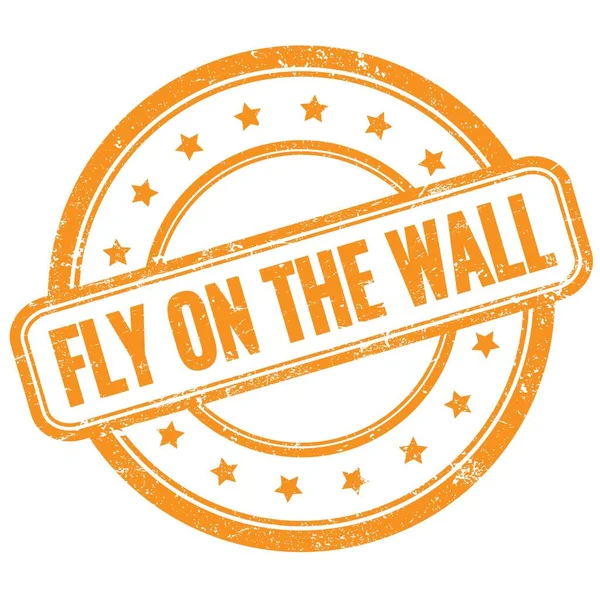 Fly Wall Texto Laranja Vintage Grungy Rodada Selo Borracha — Fotografia de Stock