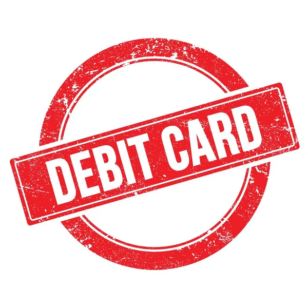 Debit Card Text Červené Grungy Kulaté Vinobraní Razítko — Stock fotografie