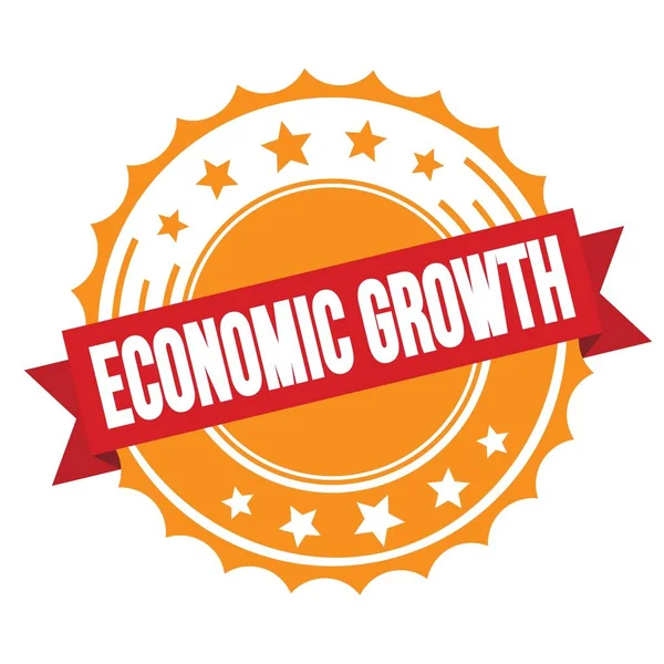 Gospodarka Ekonomiczna Tekst Znaczku Czerwonej Pomarańczowej Wstążki — Zdjęcie stockowe