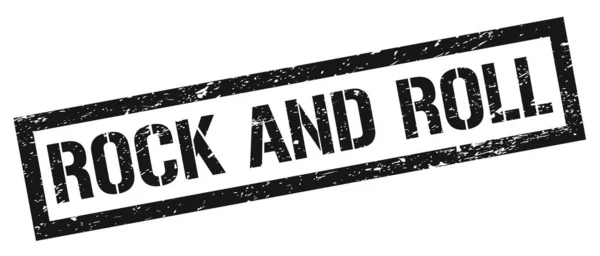 Rock Roll Fekete Piszkos Téglalap Bélyegző Tábla — Stock Fotó