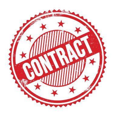 Kırmızı grungy zig zag kenarları yuvarlak pul üzerine yazılmış CONTRACT metin.