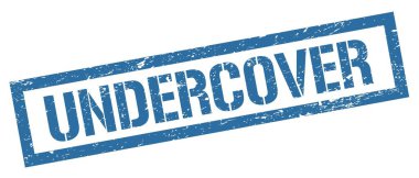 UNDERCOVER mavi grungy dikdörtgen mühür işareti.