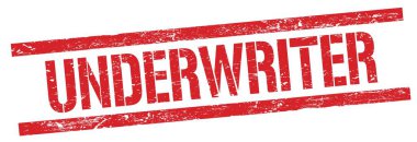 Kırmızı grungy dikdörtgen damga işareti üzerinde UNDERRITER metin.