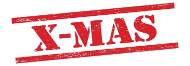 Kırmızı grungy vintage kauçuk damgalı X-MAS metni.