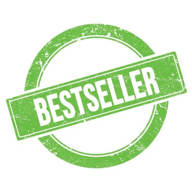 Yeşil grungy yuvarlak vintage pul üzerine BESTSELLER metin.