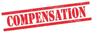Kırmızı grungy dikdörtgen vintage damga üzerinde COMPENSATION metin.