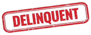 Kırmızı grungy dikdörtgen damgalı DELQUENT metin.