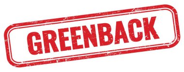 Kırmızı grungy dikdörtgen damgalı GREENback metni.