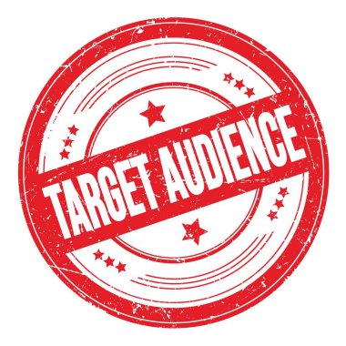 Kırmızı yuvarlak grungy desen damgalı TARGet AUDIENCE metni.