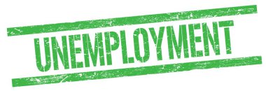 Yeşil grungy dikdörtgen damga işareti üzerinde UNEMPLOYMENT metin.