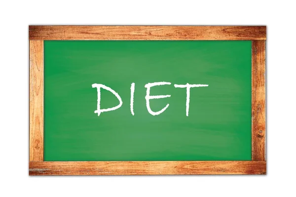 Diet文字写在绿色木制框架学校黑板上 — 图库照片