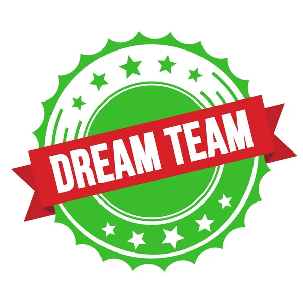 Dream TeamテキストOn Red Greenリボンバッジスタンプ — ストック写真