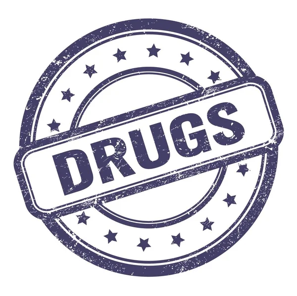Drugs Text Indigo Blue Grungy Vintage Rubber Stamp — Stock Photo, Image