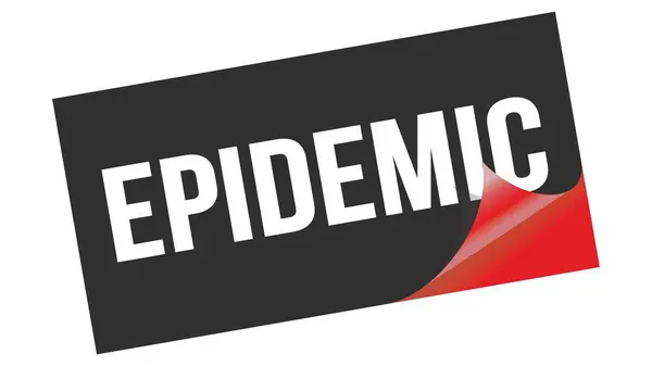 Epidemic文字写在黑色红色贴纸上 — 图库照片
