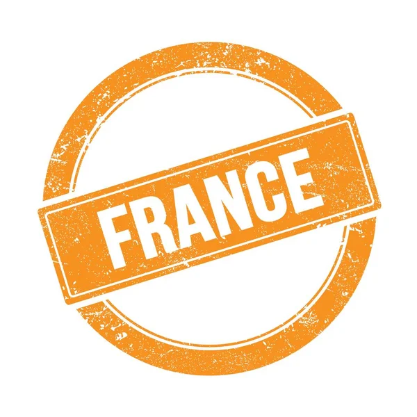 France Texte Sur Timbre Vintage Rond Grungy Orange — Photo