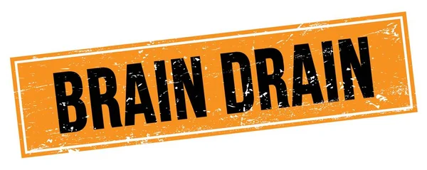Brain Drain Tekst Czarny Pomarańczowy Grungy Prostokąt Znak Znaczka — Zdjęcie stockowe