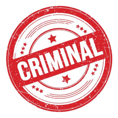Kırmızı yuvarlak grungy desen damgası üzerine CRIMINAL metin.