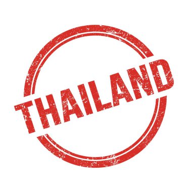 THAILAND kırmızı grungy vintage yuvarlak pul üzerine yazılmış metin.