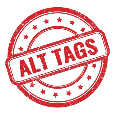 ALT TAGS 'in kırmızı grungy vintage lastik damgalı metni.