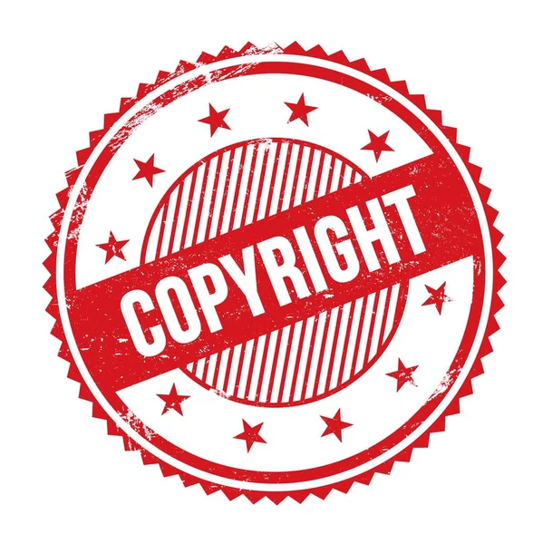 Текст Copyright Написаний Червоному Гранжевому Зигзагу Кордонів Круглої Марки — стокове фото