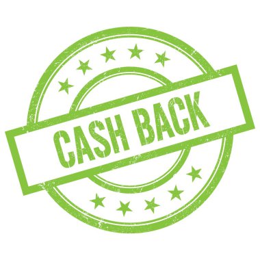 Yeşil yuvarlak vintage kauçuk damga üzerine yazılmış CASH arka metin.