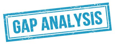 Mavi grungy vintage dikdörtgen damgalı GAP ANALYSIS metni.