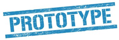 Mavi grungy dikdörtgen damga işareti üzerinde PROTOTYPE metin.