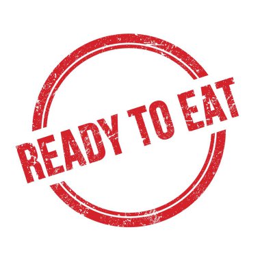 Kırmızı grungy vintage yuvarlak damga üzerine yazılmış metni yemeye hazır.