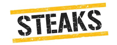 Siyah sarı grungy satır işareti üzerinde STEAKS metni.
