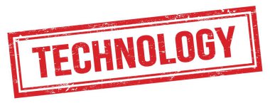 Kırmızı grungy vintage dikdörtgen damgalı TECHNOLOGY metin.