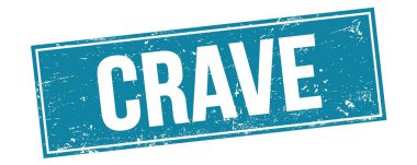 Mavi grungy dikdörtgen damga işareti üzerinde CRAVE metin.