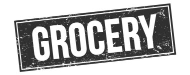 Siyah grungy dikdörtgen mühür işareti üzerinde GROCERY metin.