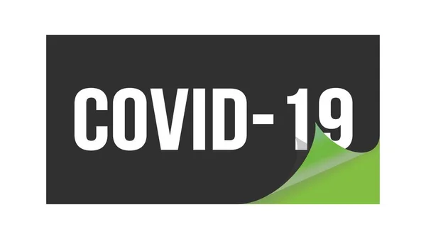 Covid Text Geschrieben Auf Schwarzgrüner Aufklebermarke — Stockfoto