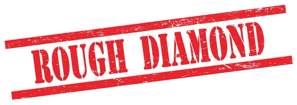 Rough Diamond Text Auf Rotem Grungy Rechteck Vintage Stempel — Stockfoto