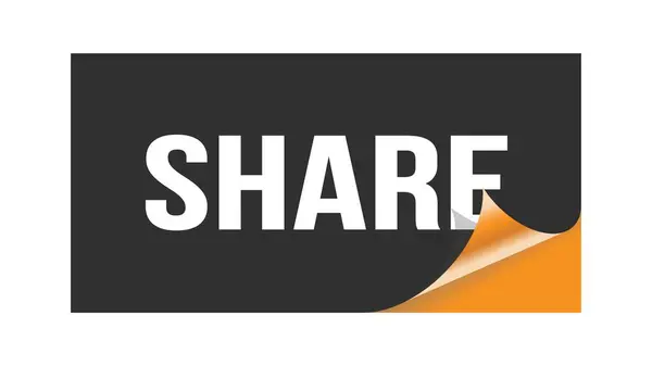 Share Szöveg Írva Fekete Narancs Matrica Bélyegző — Stock Fotó