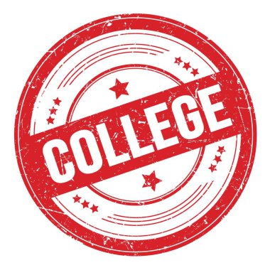 Kırmızı yuvarlak grungy desen damgası üzerine üniversite metni.